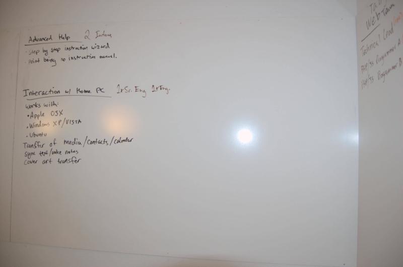 whiteboard with product details