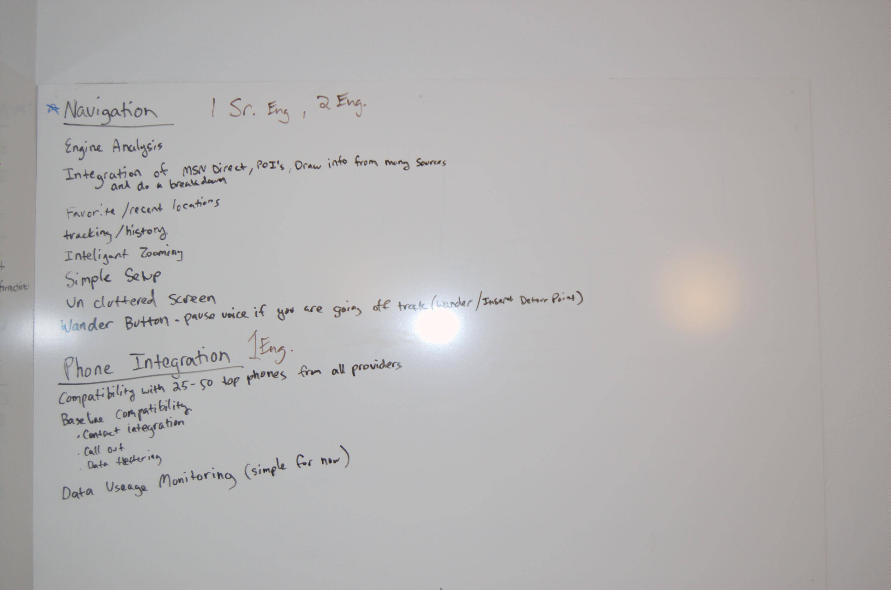whiteboard with product details